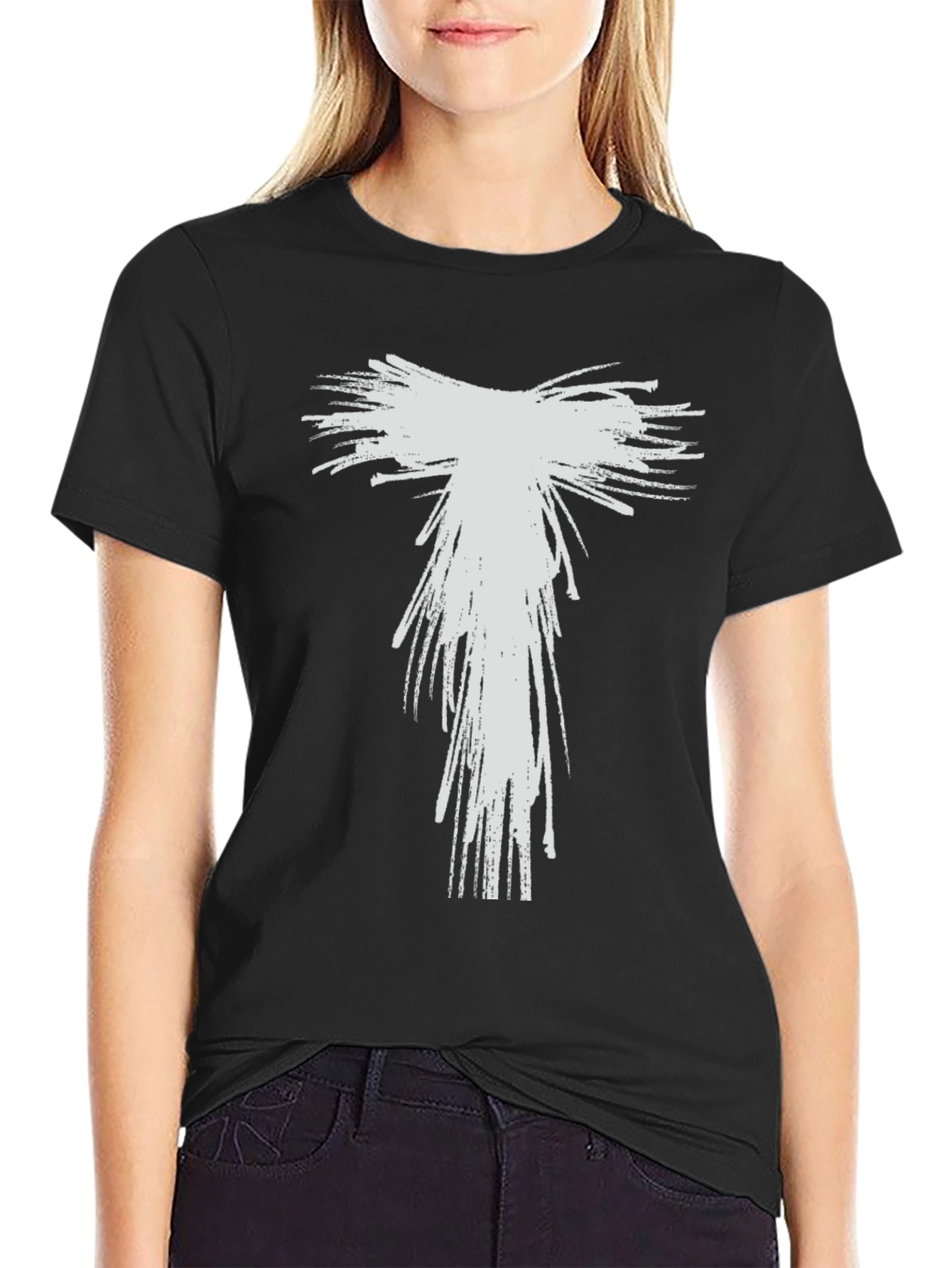 Black Abstract Graphic Print Black T-Shirt view 2
