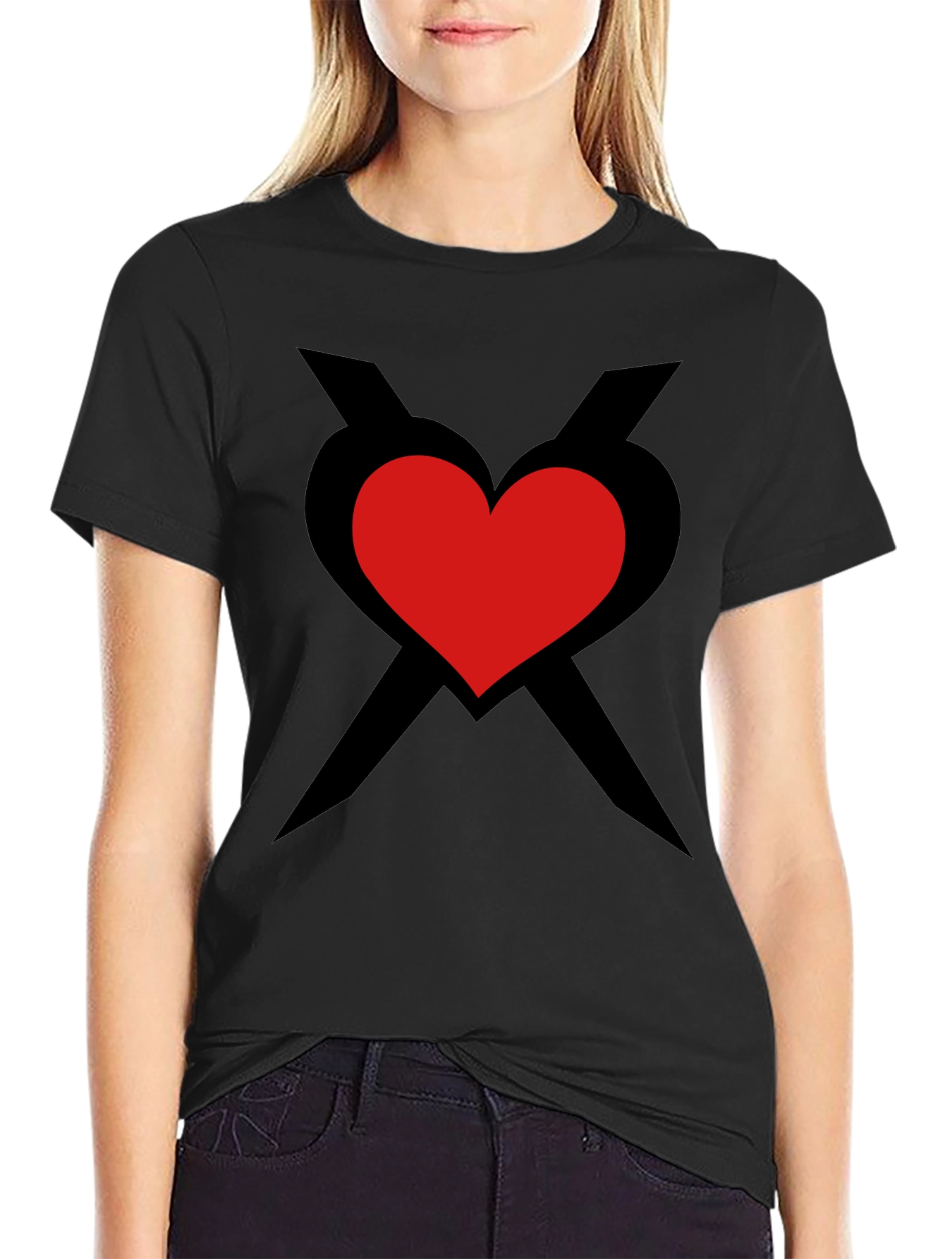 Black Heart & Crossbones Graphic Black Tee view 2