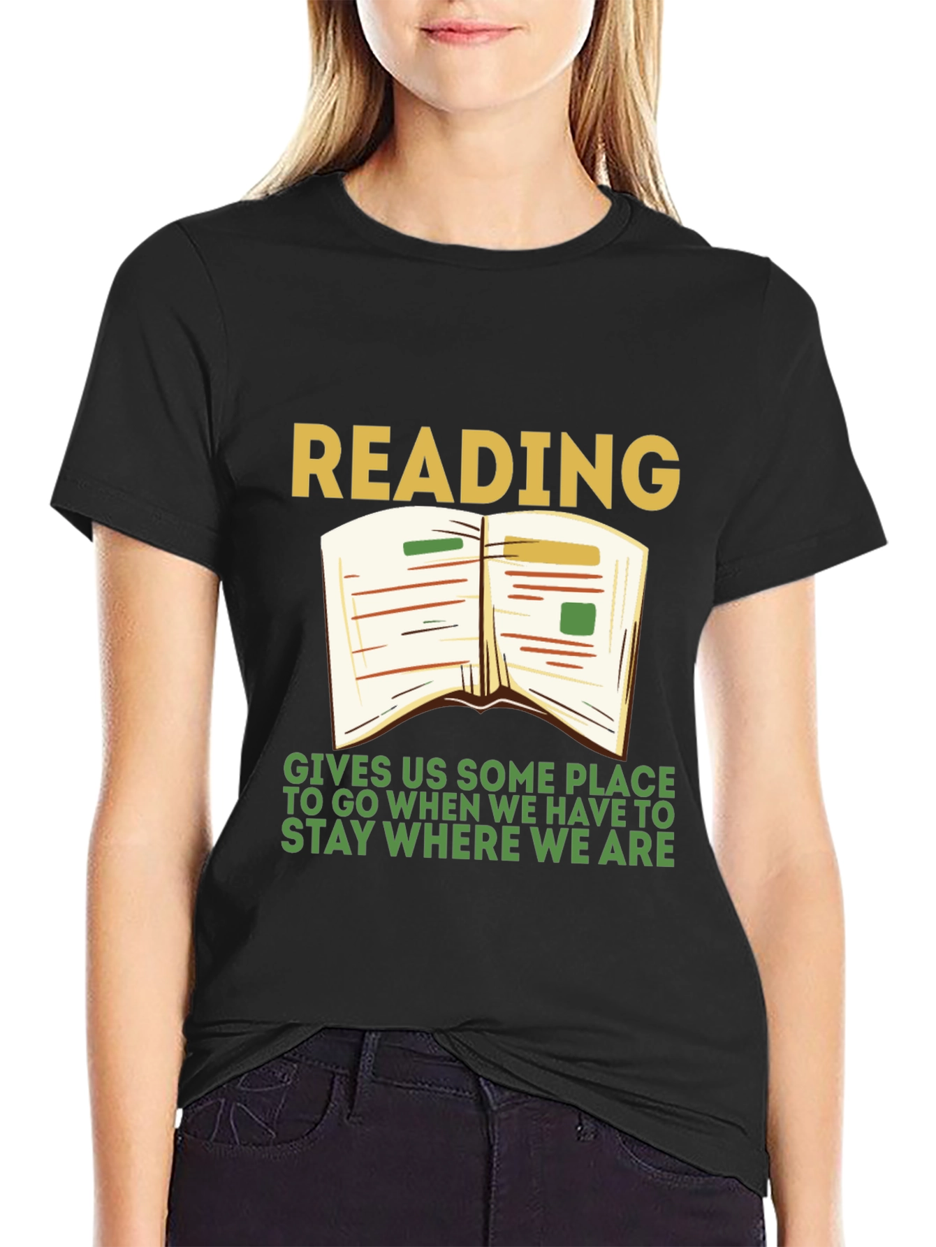 Black Reading T-Shirt: Gives Us Some Place To Go view 2