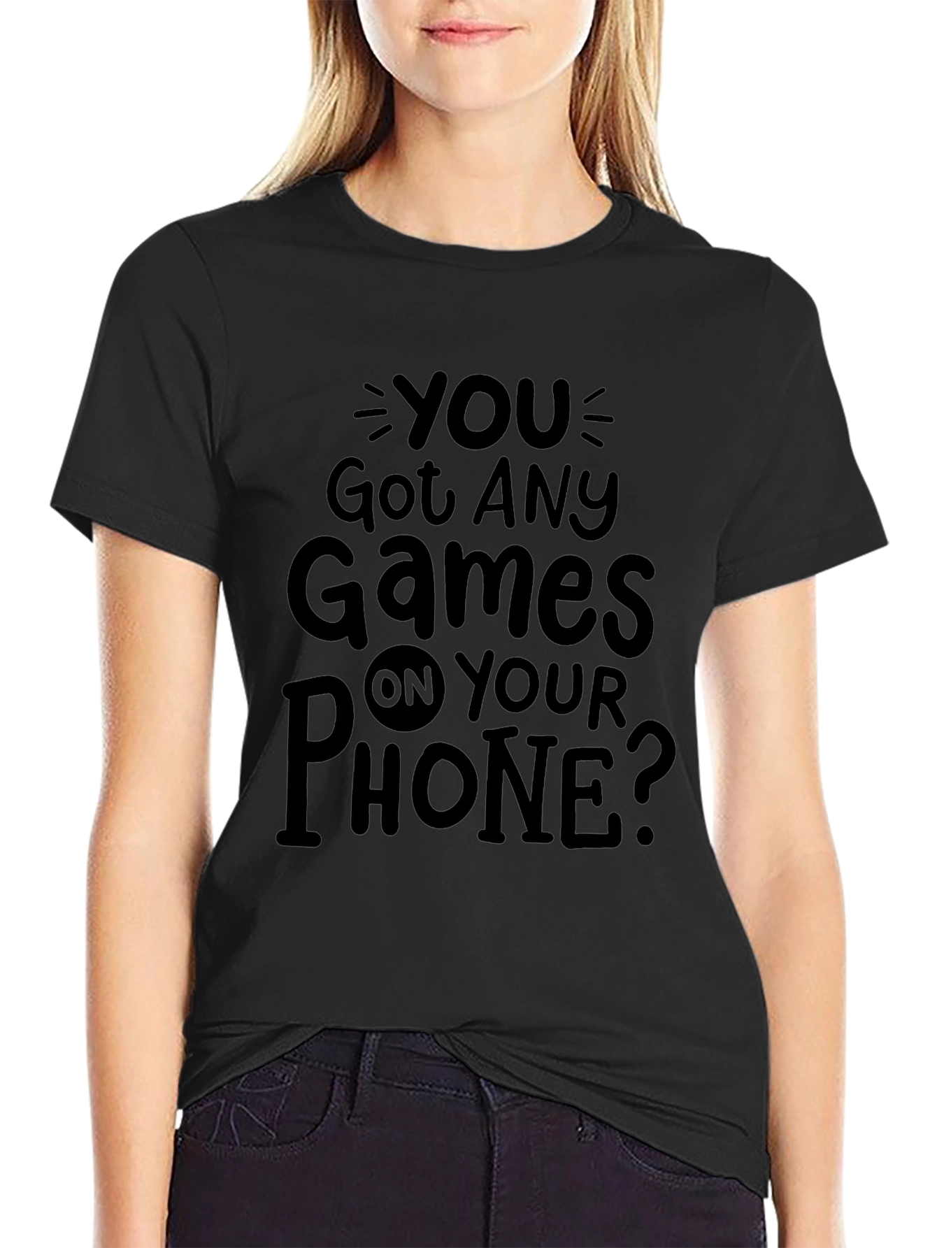 Black Funny "Got Games" Black T-Shirt view 2