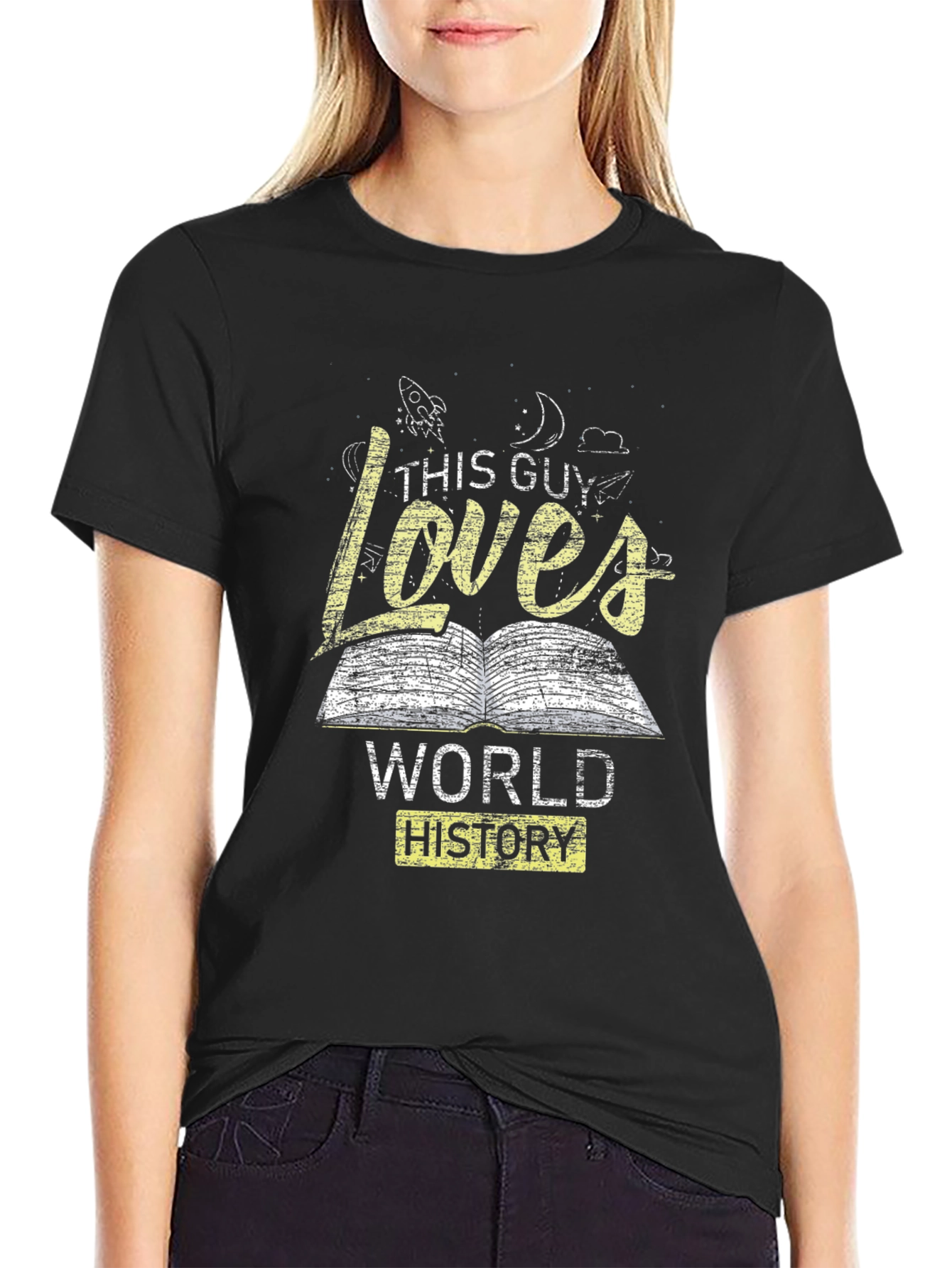 Black This Guy Loves World History Graphic T-Shirt view 2