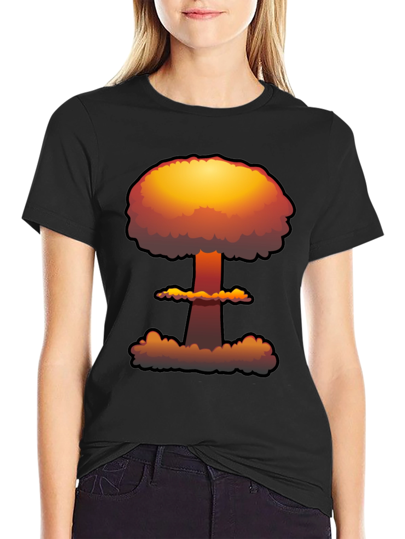 Black Nuclear Explosion Graphic Tee - Soft Cotton view 2