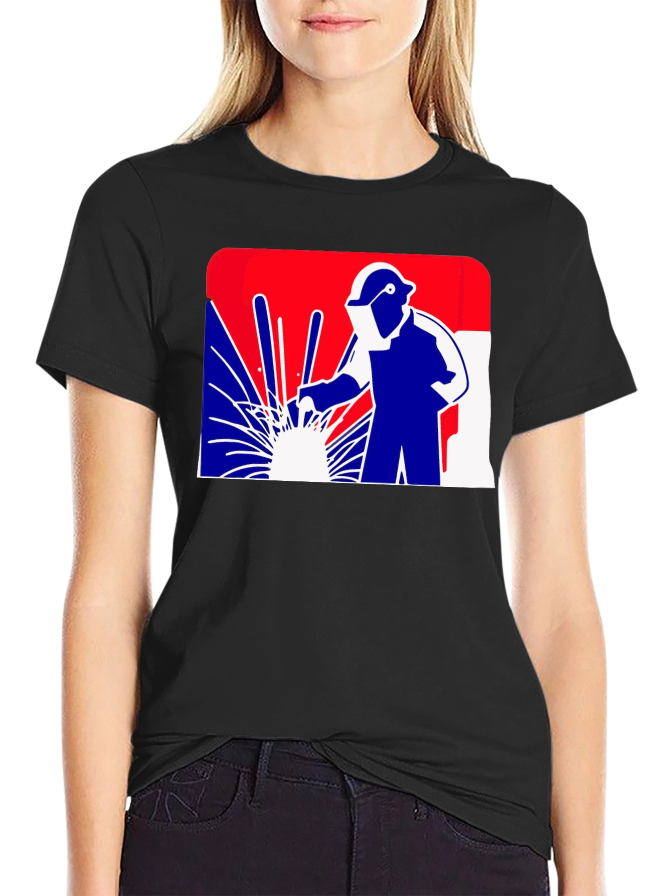 Black Welder Graphic T-Shirt - Patriotic Design view 2