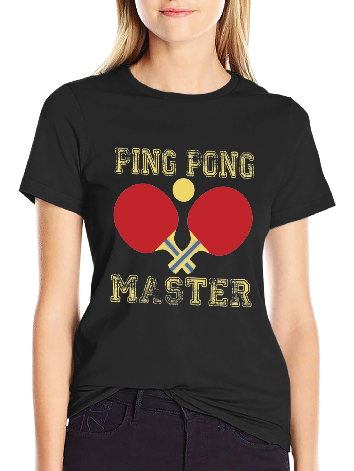 Black Ping Pong Master Graphic T-Shirt view 2