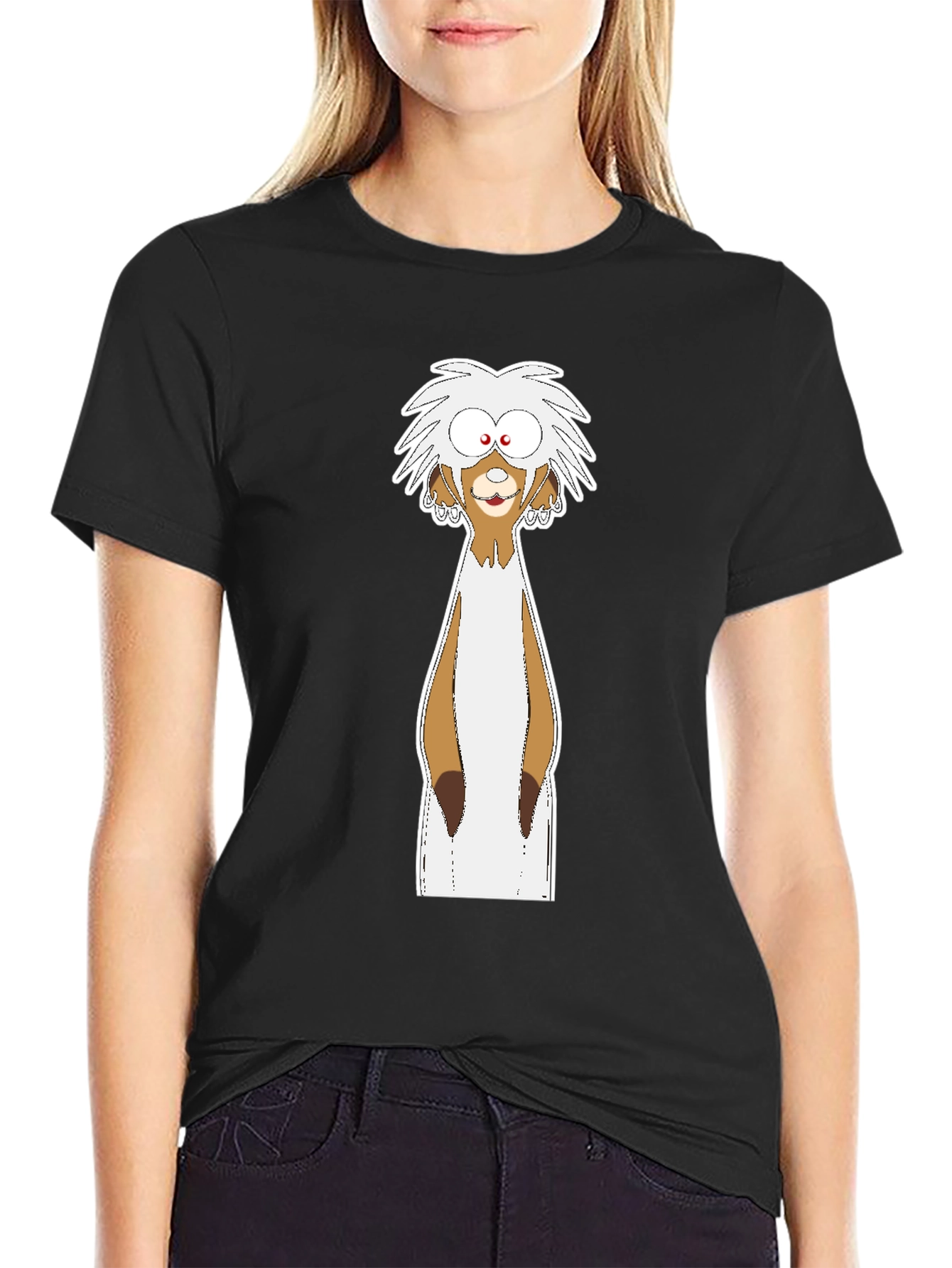 Black Cartoon Meerkat Graphic T-Shirt view 2