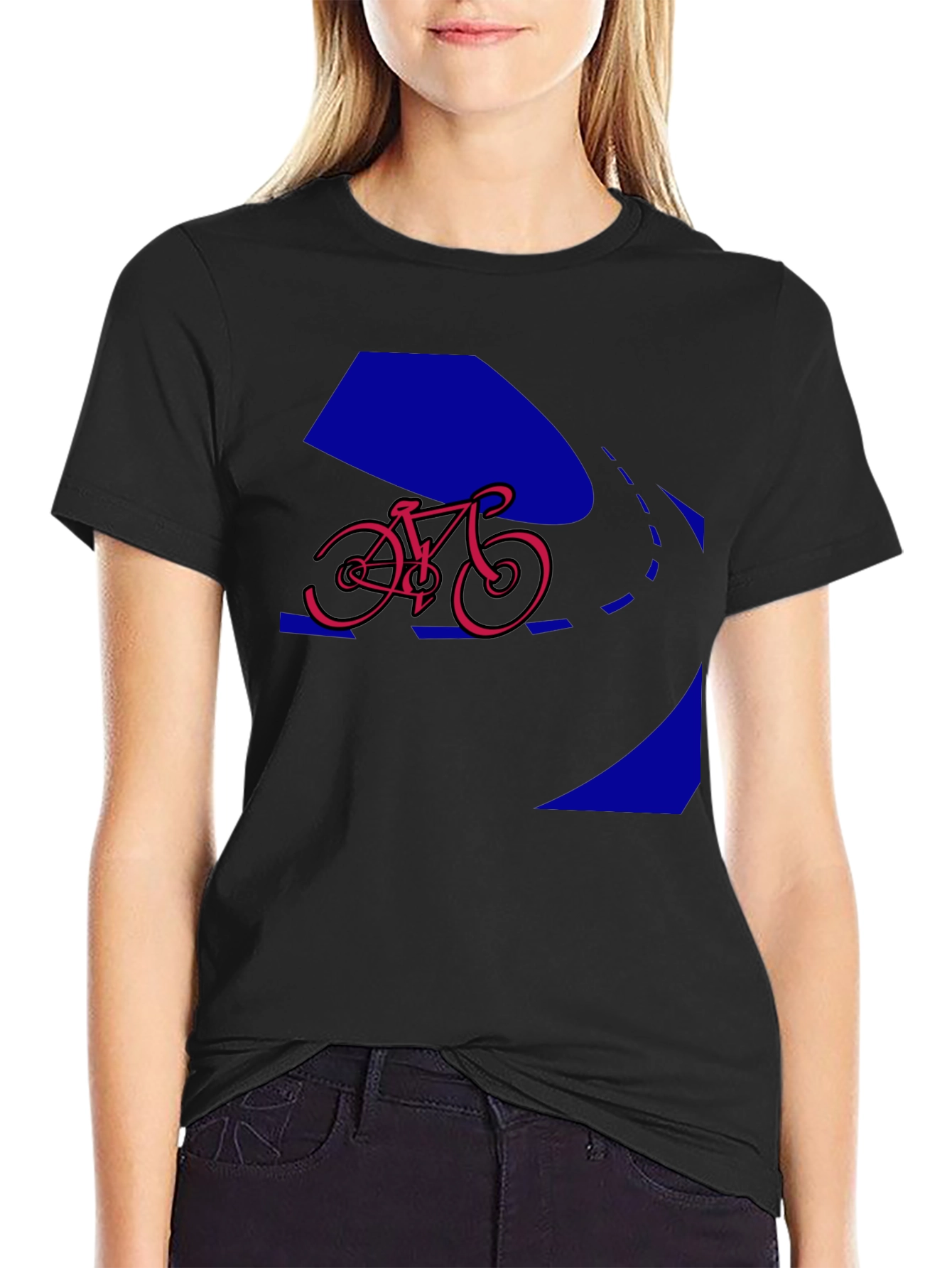 Black Bike Graphic Tee - Black Crew Neck view 2