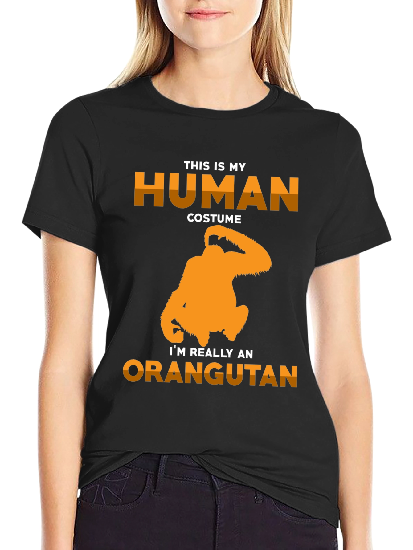 Black Human Costume Orangutan Graphic T-Shirt view 2