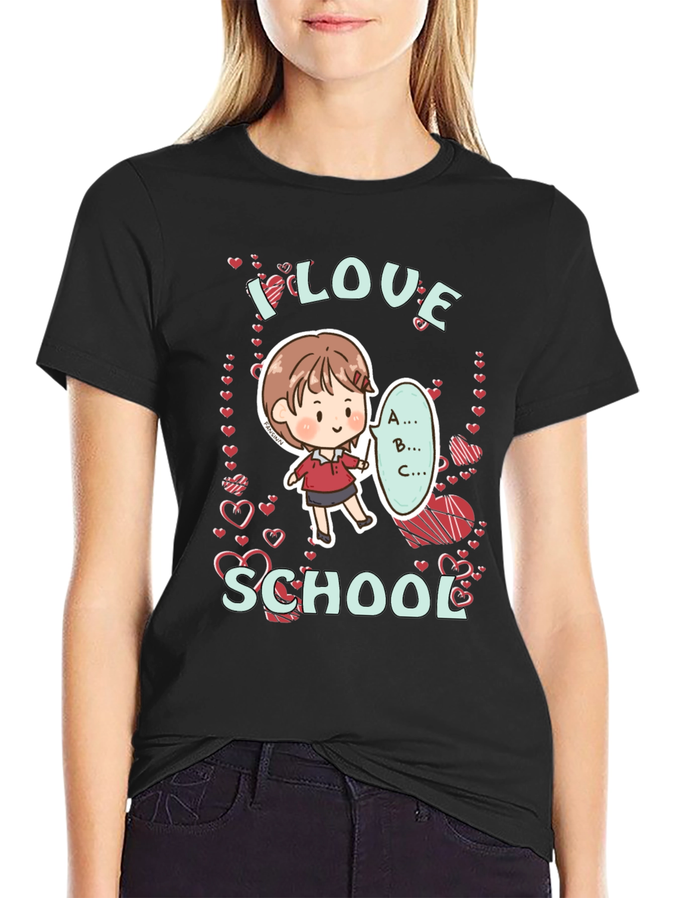 Black I Love School T-Shirt view 2