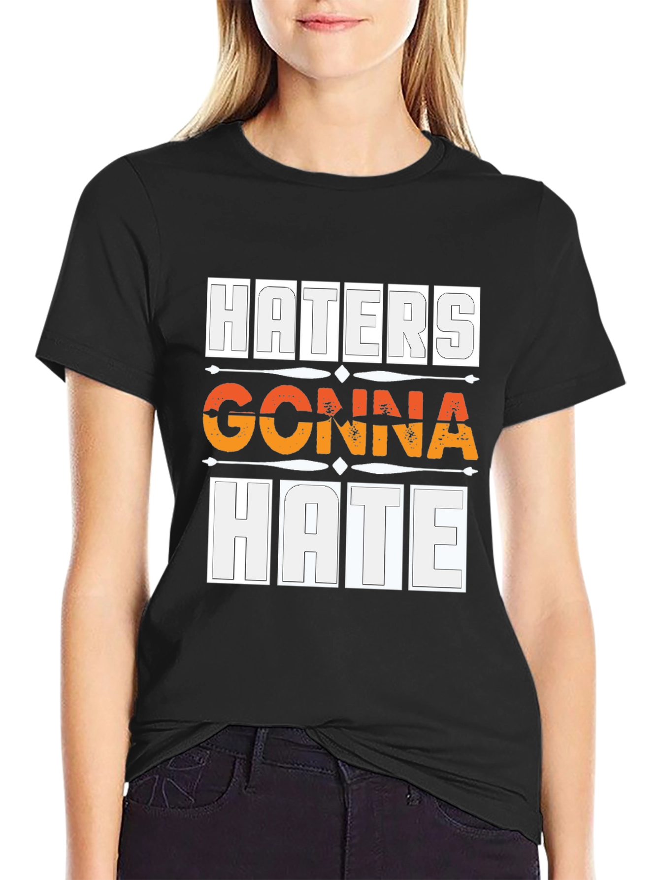 Black Haters Gonna Hate Graphic Tee view 2