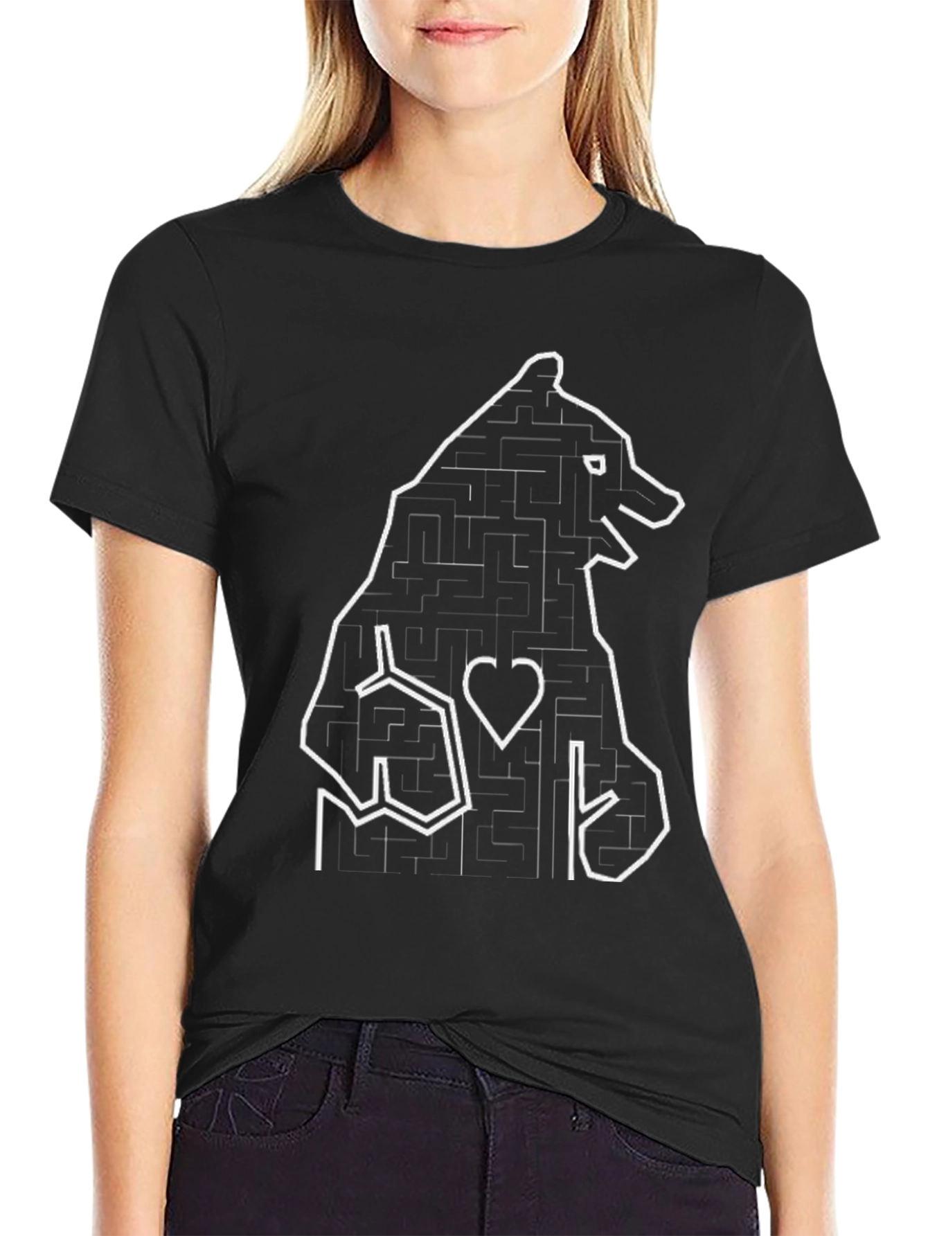 Bear Maze Graphic T-Shirt - Black - 2