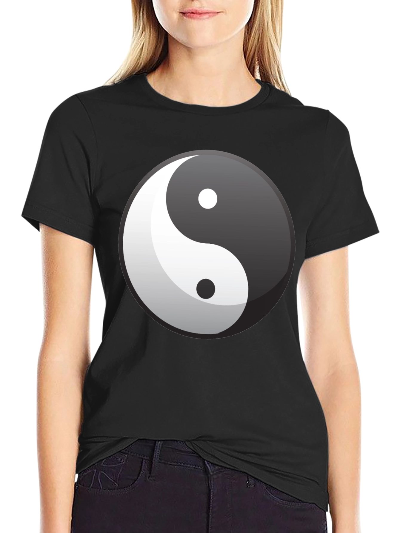 Black Yin Yang Graphic Tee - Balance & Style view 2