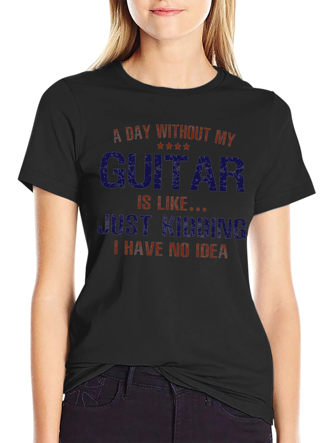 Black Guitar Lover's T-Shirt - 'A Day Without My Guitar' view 2