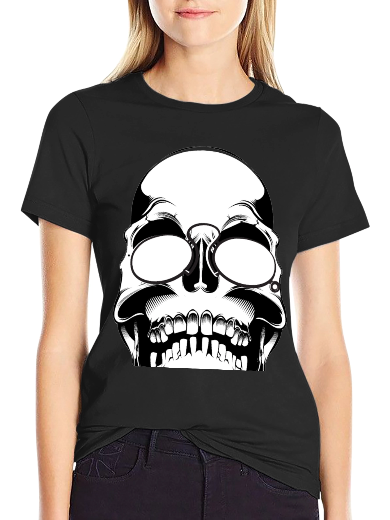Black Skull Graphic T-Shirt - Edgy Style view 2