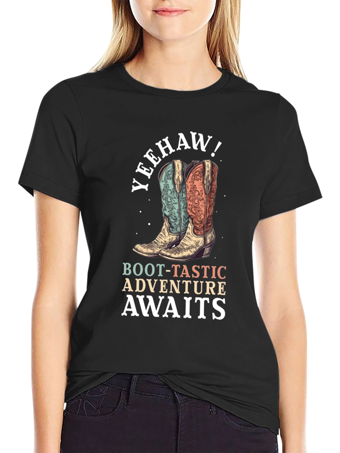 Yeehaw Cowboy Boots Graphic T-Shirt - 2