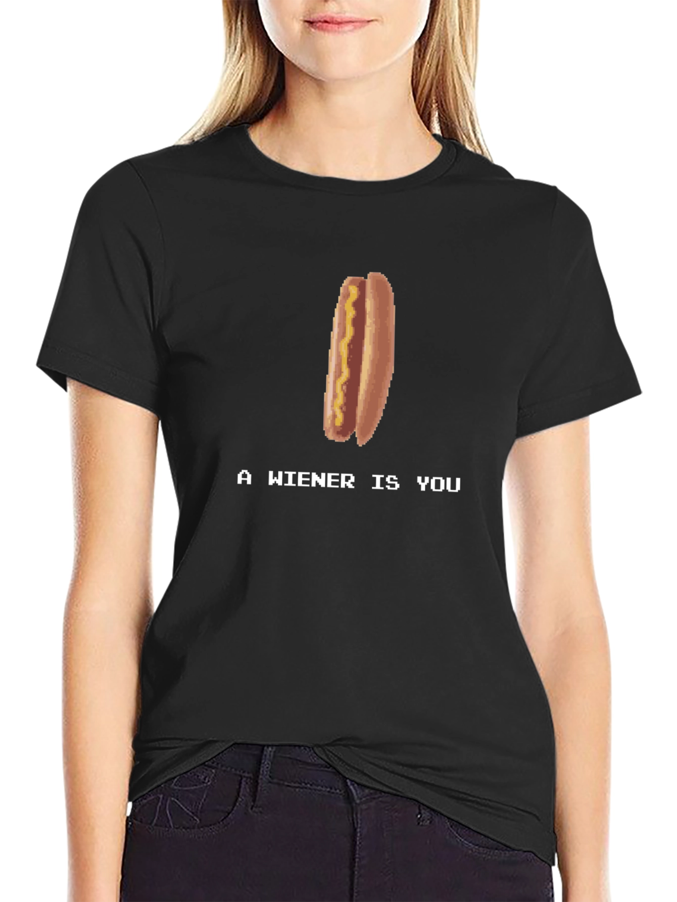 A Wiener Is You T-Shirt - Retro Game Style Hotdog Tee - 2