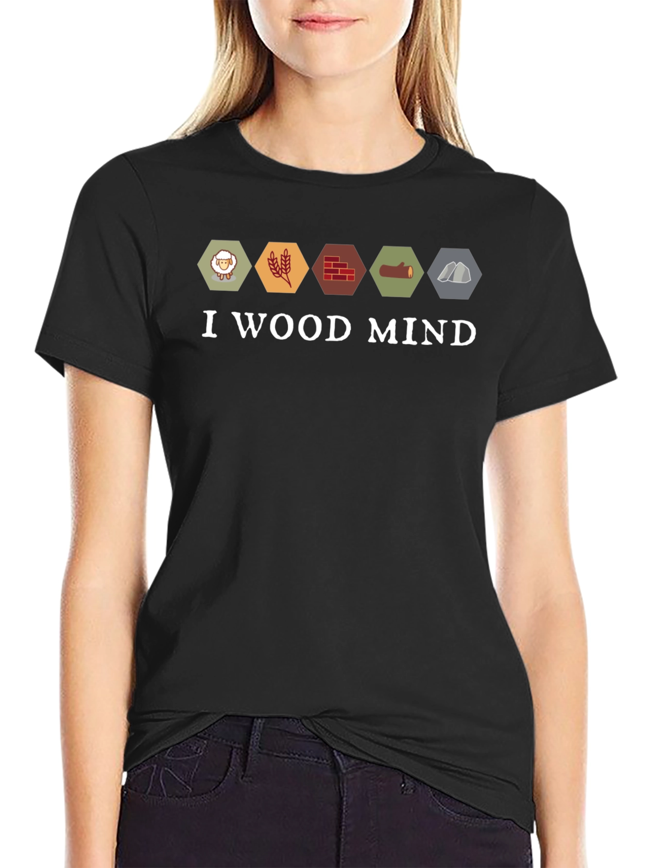 Black Catan Resources T-Shirt - I Wood Mind Funny Board Game Tee view 2