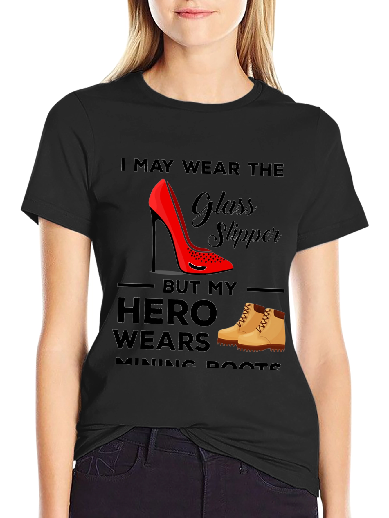 Black Glass Slipper & Mining Boots Tee view 2
