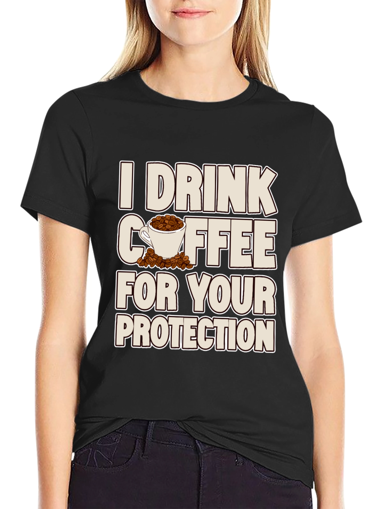 Black Coffee Protection T-Shirt - Sarcastic Graphic Tee view 2