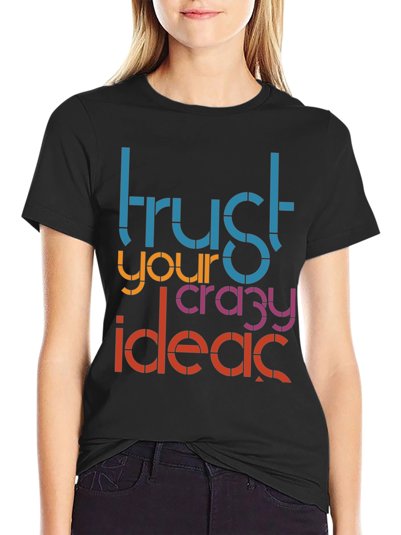 Black Trust Your Crazy Ideas Graphic Tee view 2
