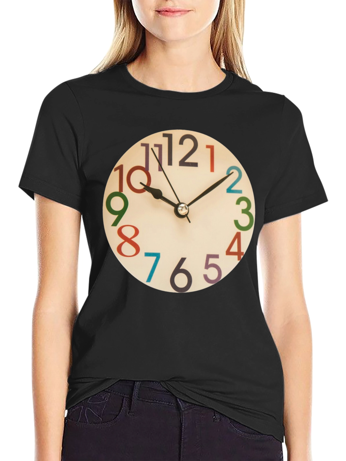Black Fun Clock Graphic T-Shirt view 2