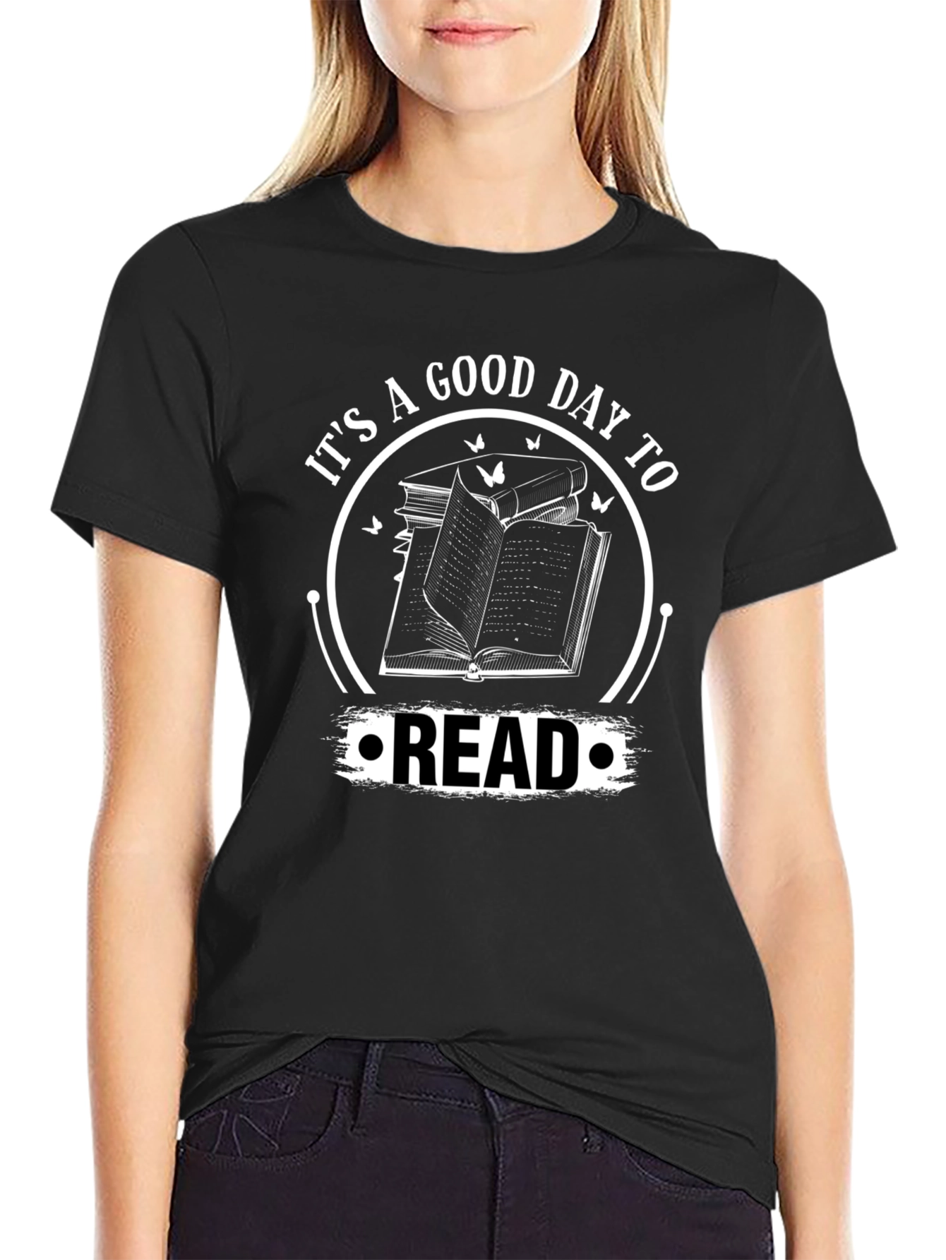 Black It's A Good Day To Read T-Shirt - Book Lover Tee view 2