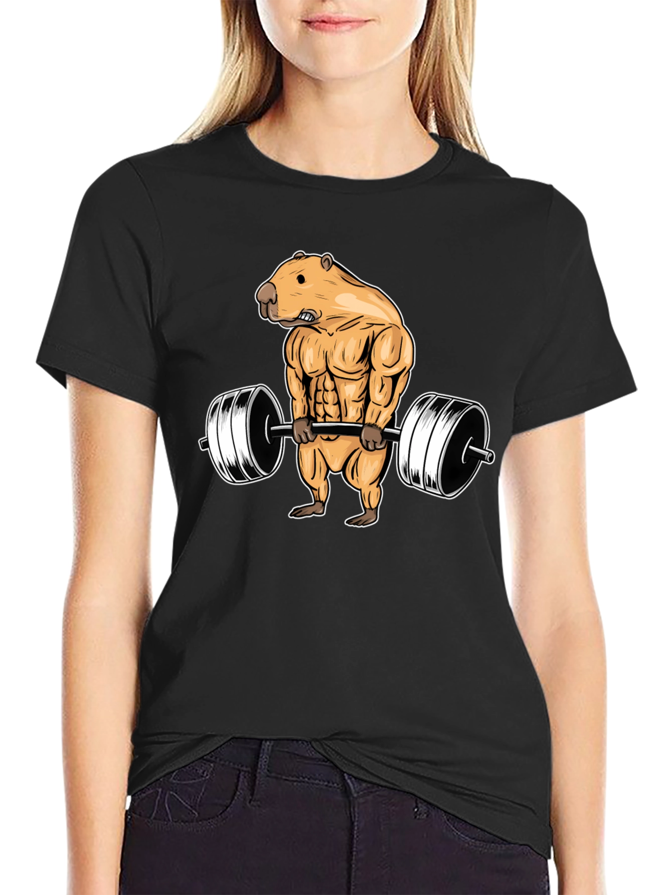Black Weightlifting Beaver T-Shirt view 2
