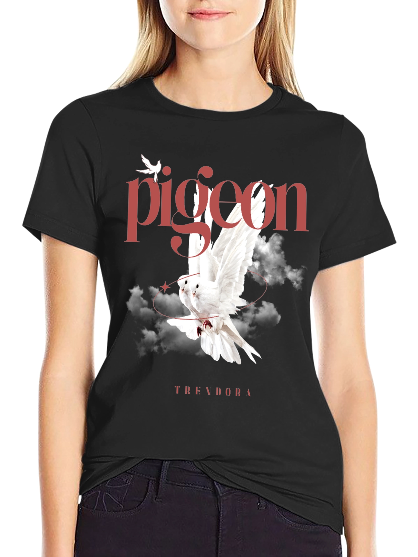Black Pigeon Graphic Black T-Shirt - Trending Now! view 2