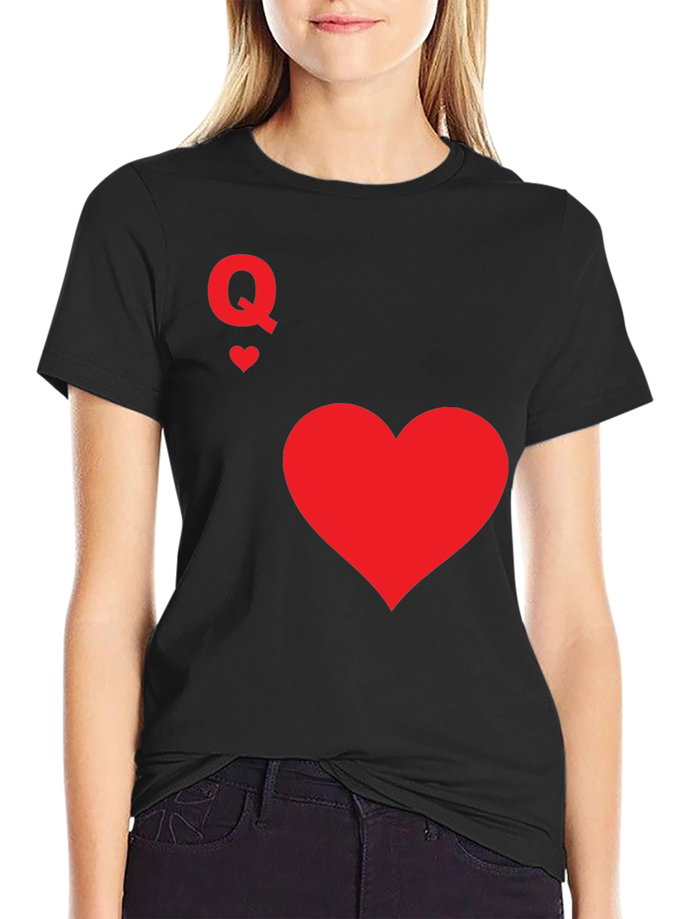 Black Queen of Hearts Black T-Shirt view 2