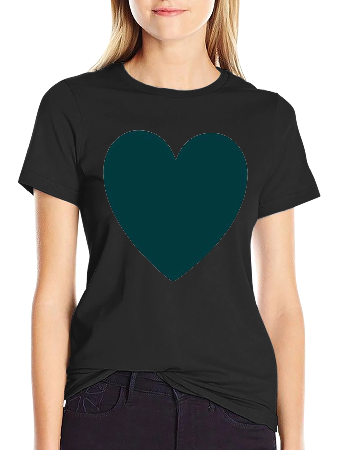Black Heart Graphic Tee - Soft Black Casual Shirt view 2