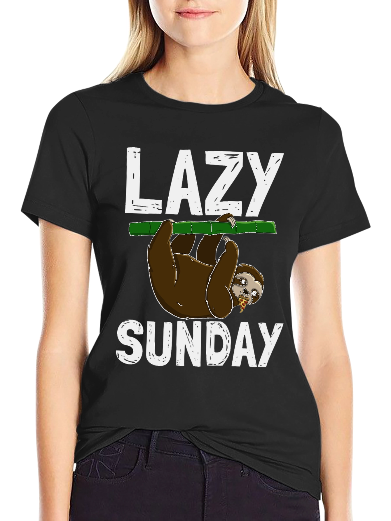 Black Lazy Sunday Sloth T-Shirt view 2