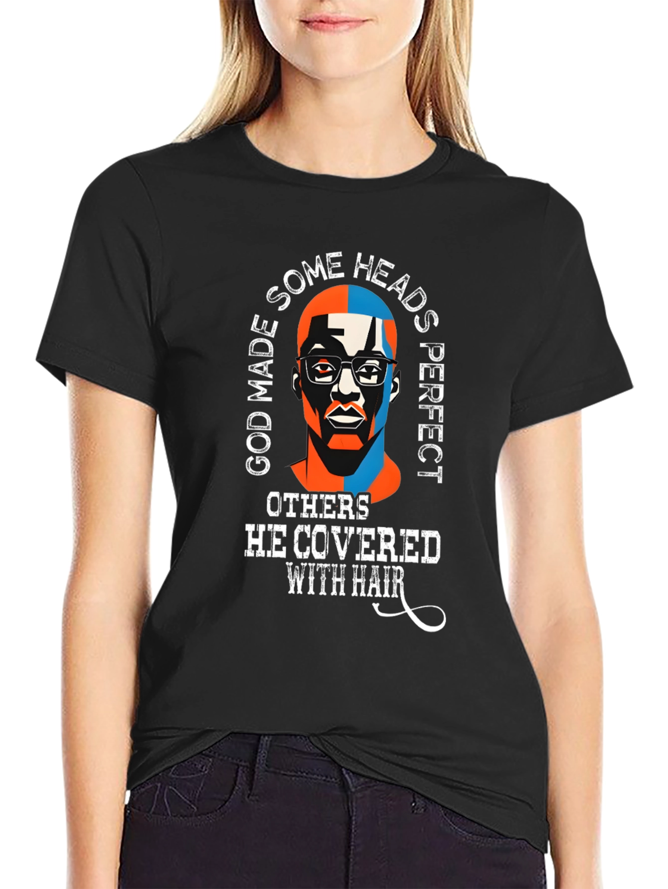 Black God Made Some Heads Perfect Funny T-Shirt view 2
