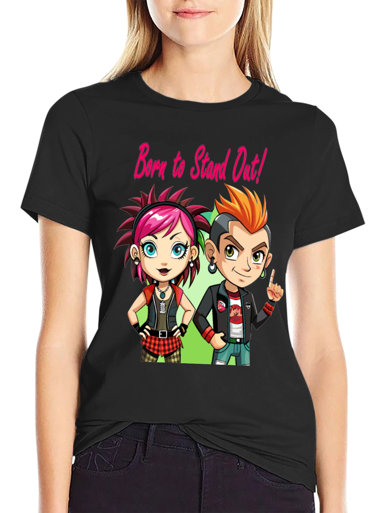 Black Born to Stand Out! Punk Rock T-Shirt view 2