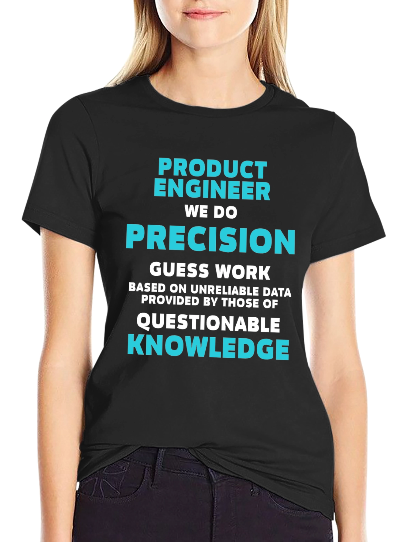 Black Product Engineer Precision T-Shirt - Funny Job Tee view 2