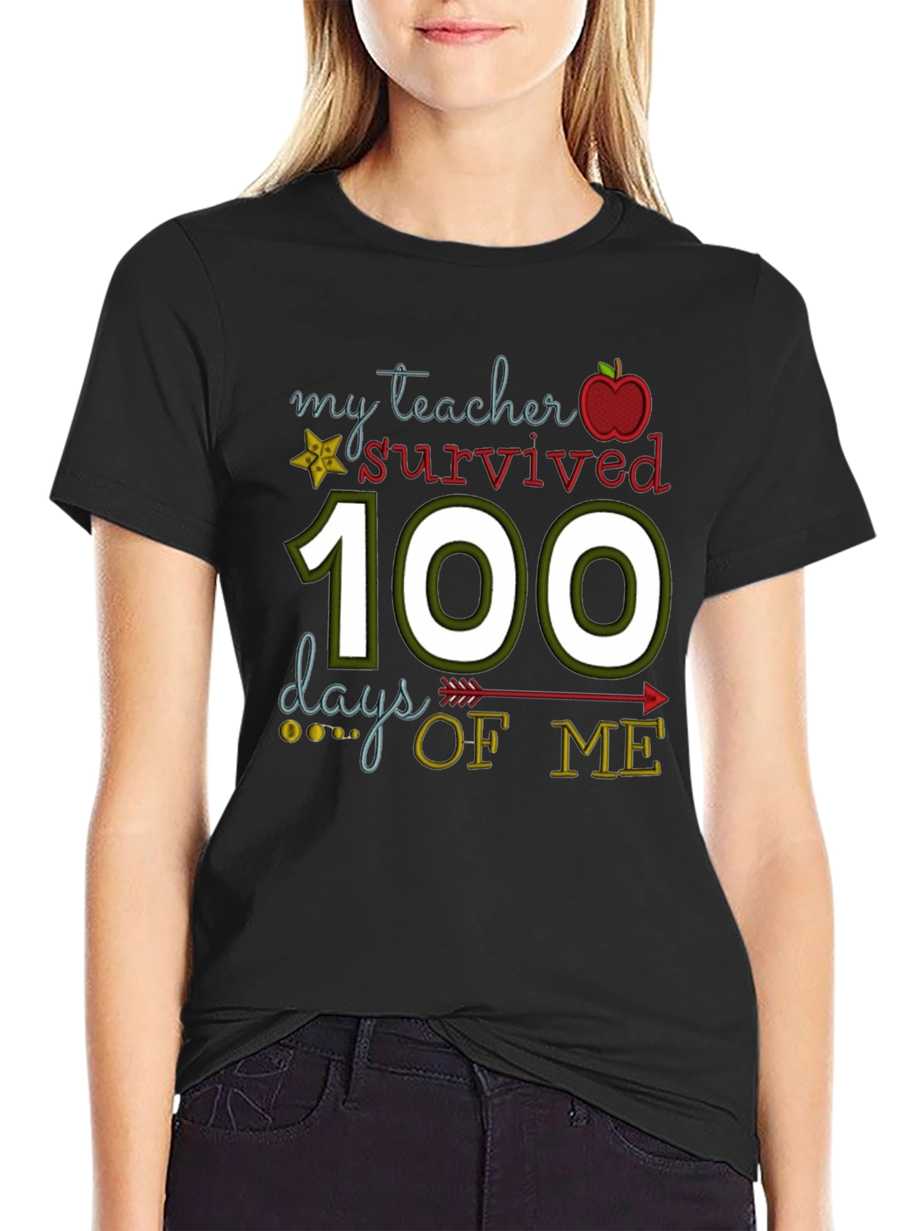 Black My Teacher Survived 100 Days of Me T-Shirt view 2