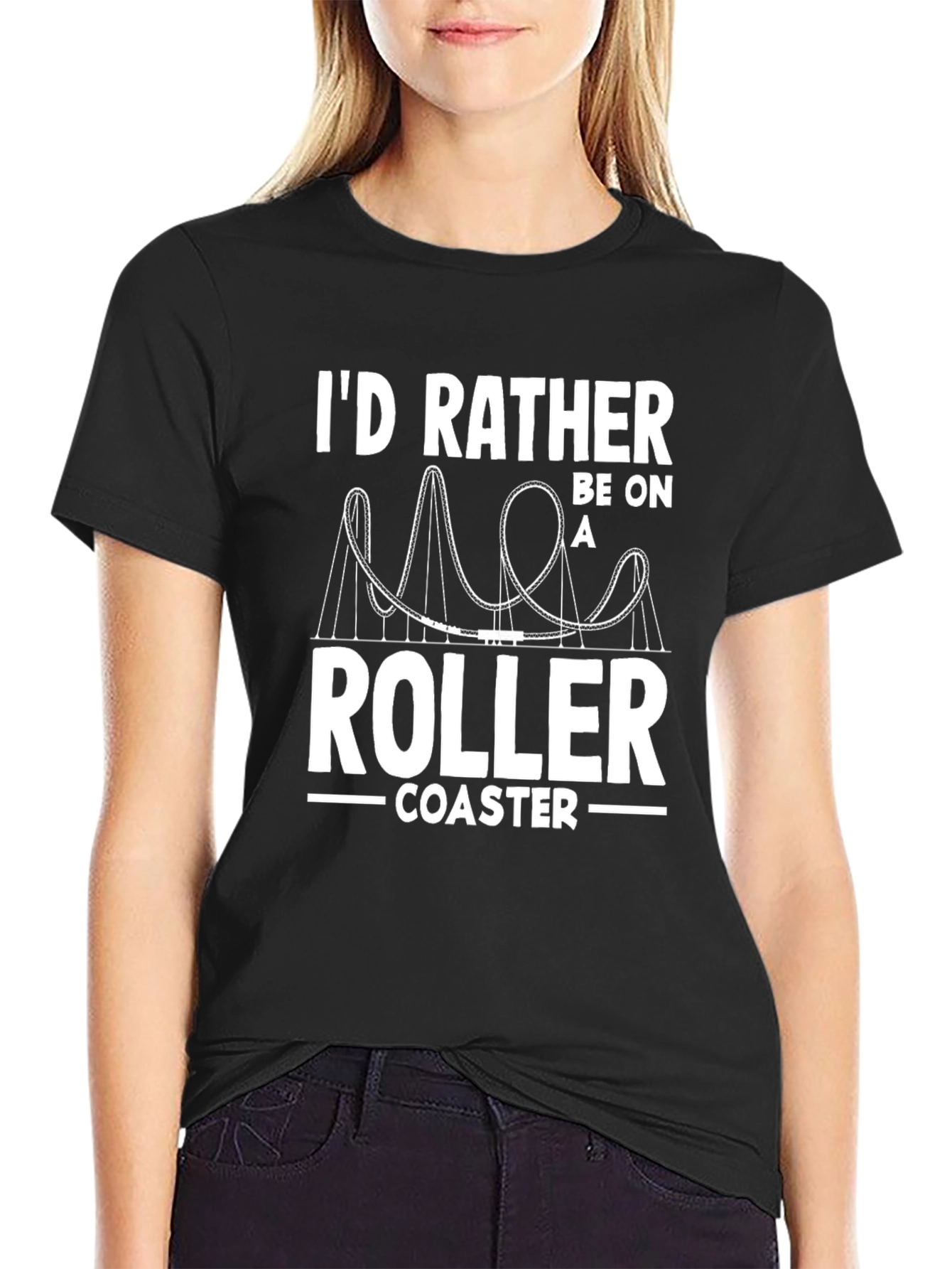 Black Roller Coaster Enthusiast T-Shirt - Ride Lover Tee view 2