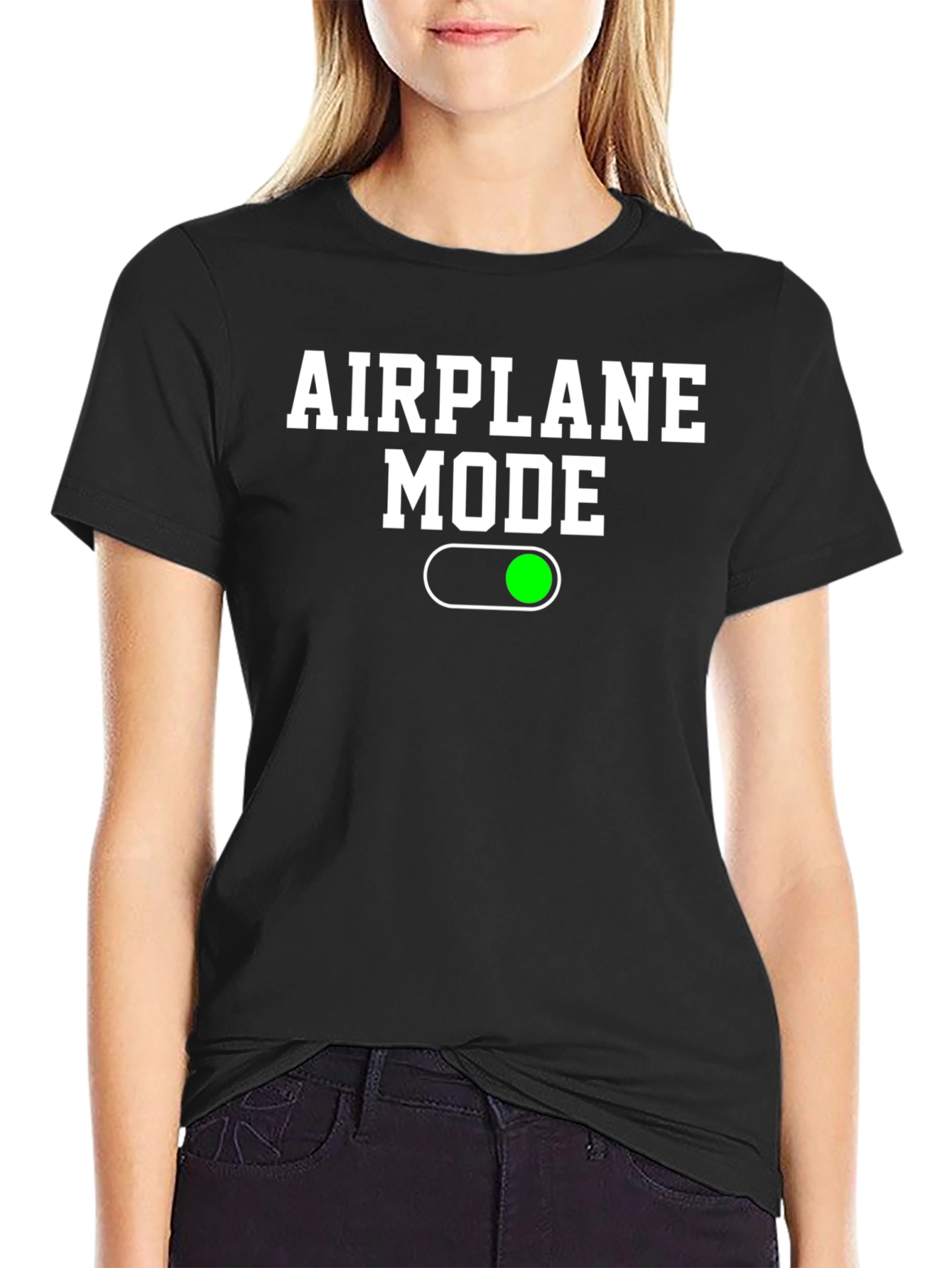 Black Airplane Mode Graphic T-Shirt - Travel Ready view 2