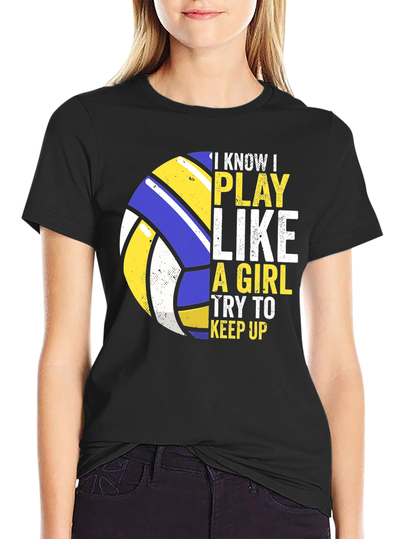Black Volleyball Girl T-Shirt view 2