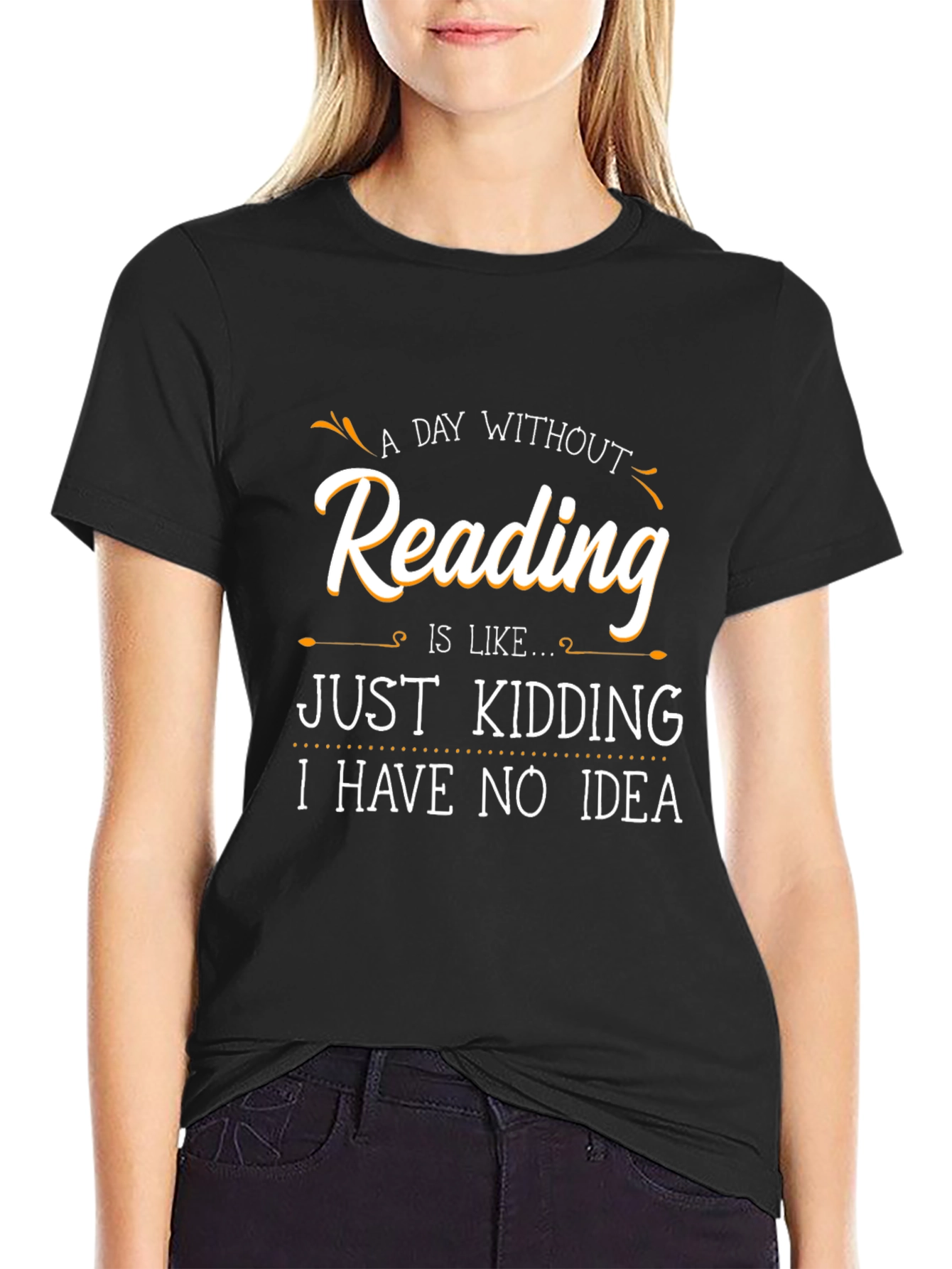 Black Funny Reading T-Shirt - A Day Without Reading view 2