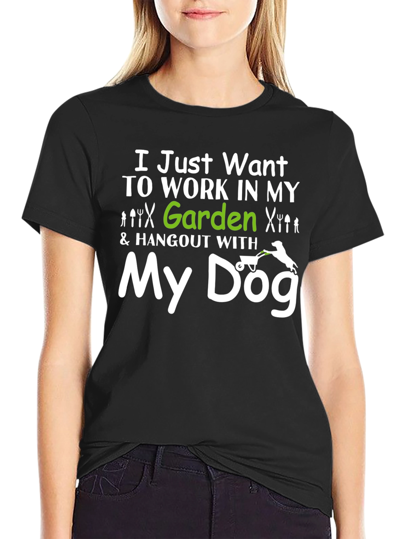 Black Gardening & Dog Lover T-Shirt - "My Dog" Design view 2