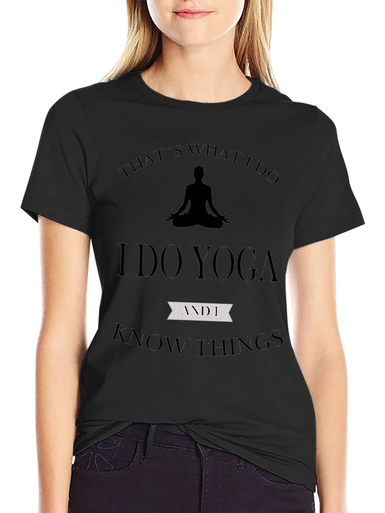 Black Yoga & Knowledge Black T-Shirt view 2