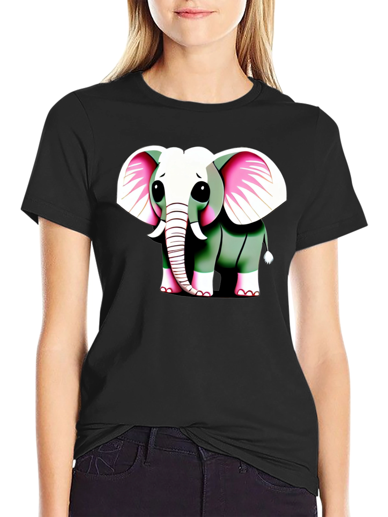 Black Cute Elephant Graphic Tee - Men's Black T-Shirt view 2