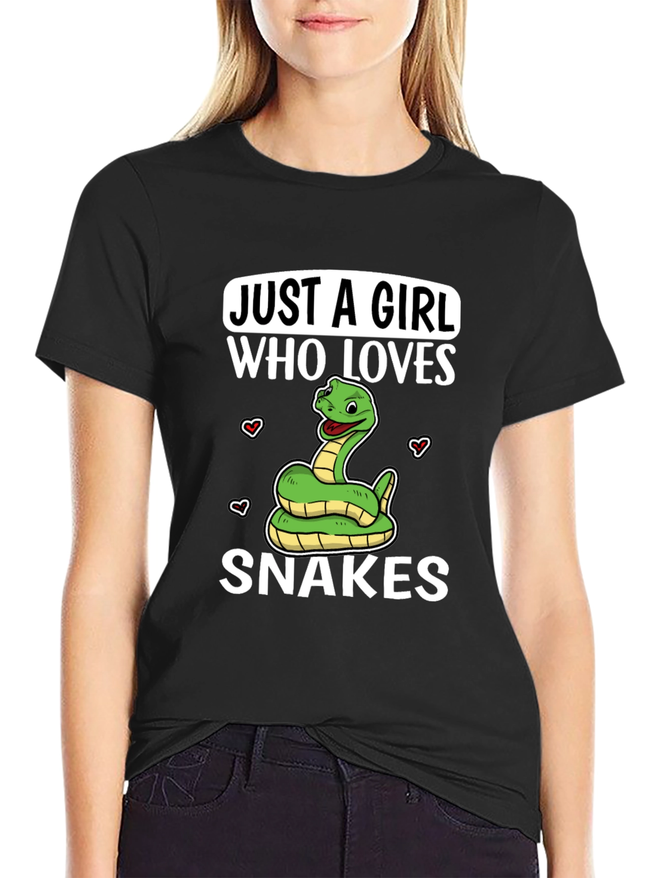 Black Just a Girl Who Loves Snakes T-Shirt view 2