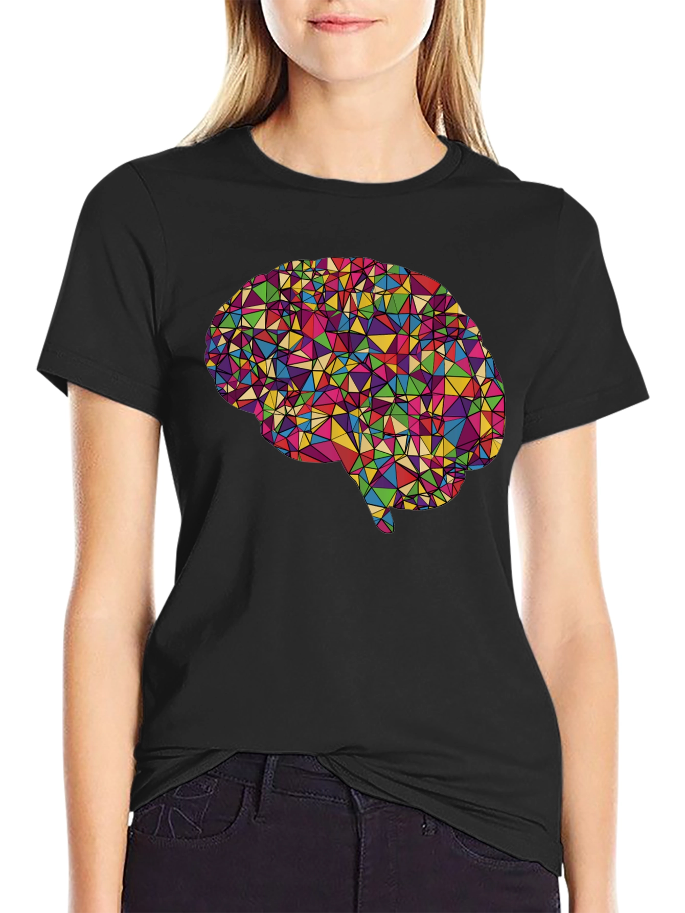 Geometric Brain Graphic Tee - Black - 2