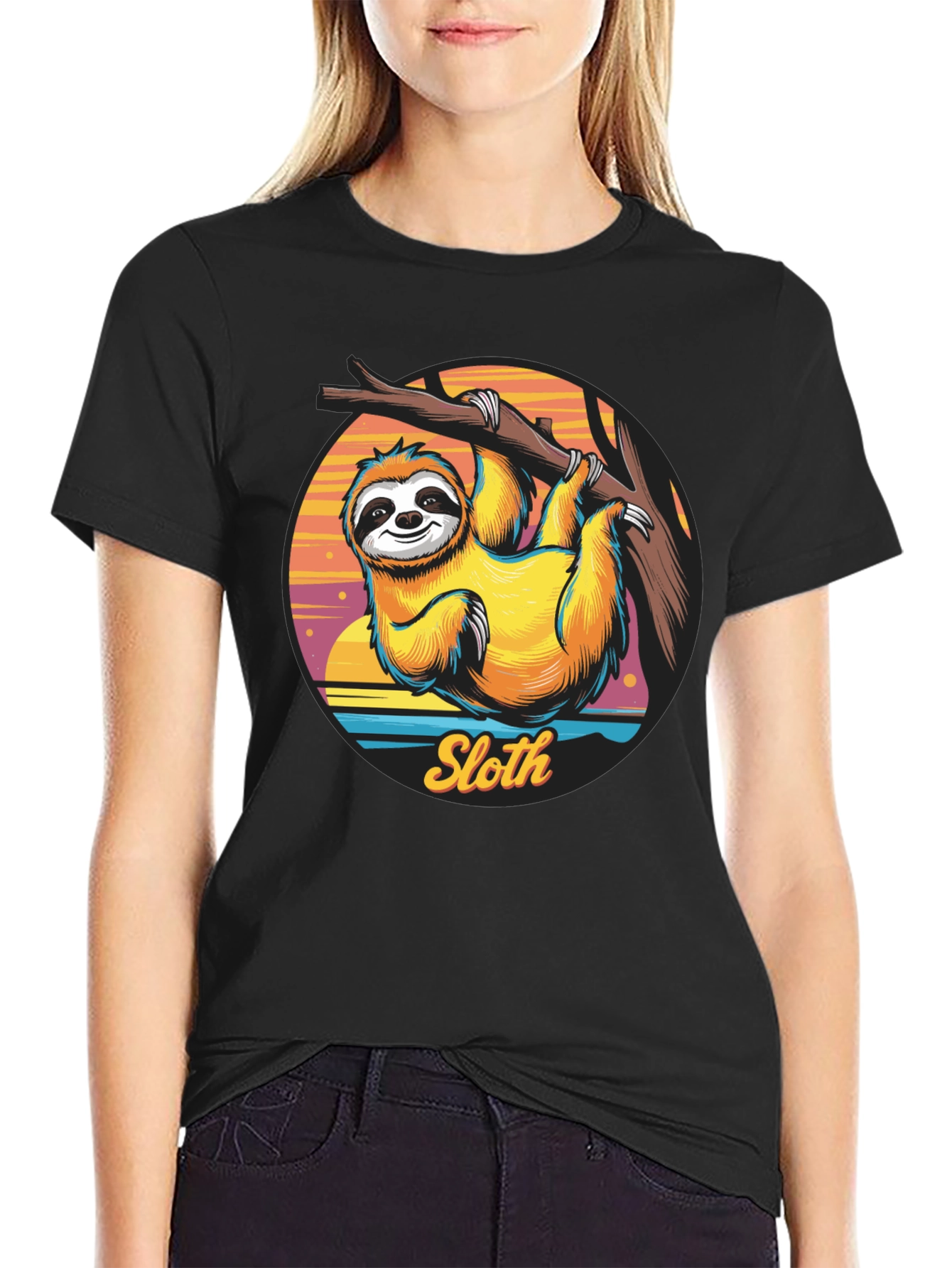 Black Sloth Graphic T-Shirt - Hang Loose Style view 2