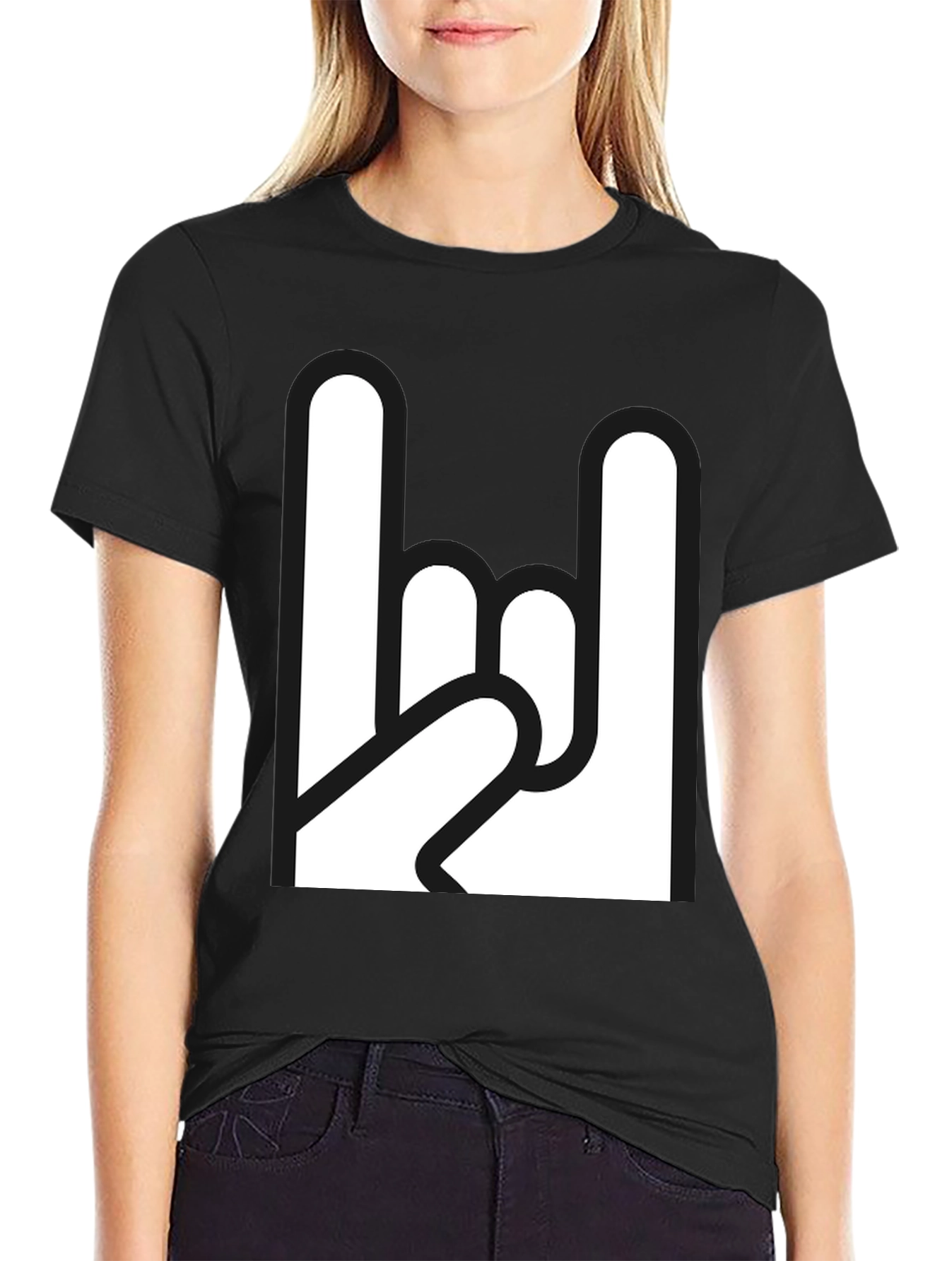 Black Rock On Graphic Tee - Classic Black T-Shirt view 2