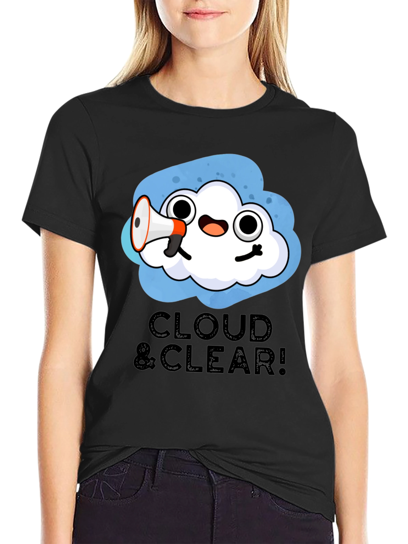 Black Cloud & Clear! Graphic T-Shirt - Fun Weather Design view 2