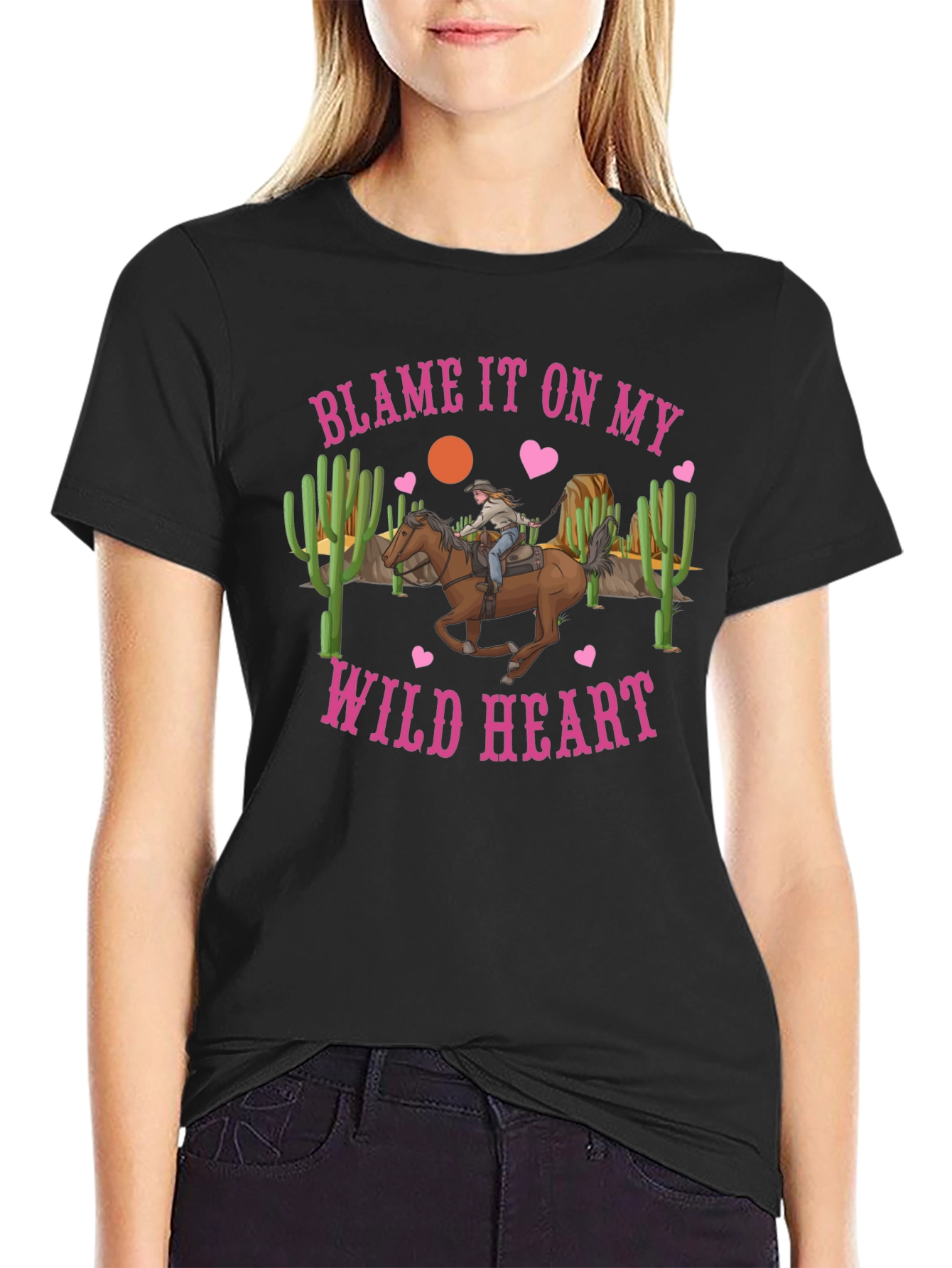 Black Blame It On My Wild Heart Graphic Tee view 2