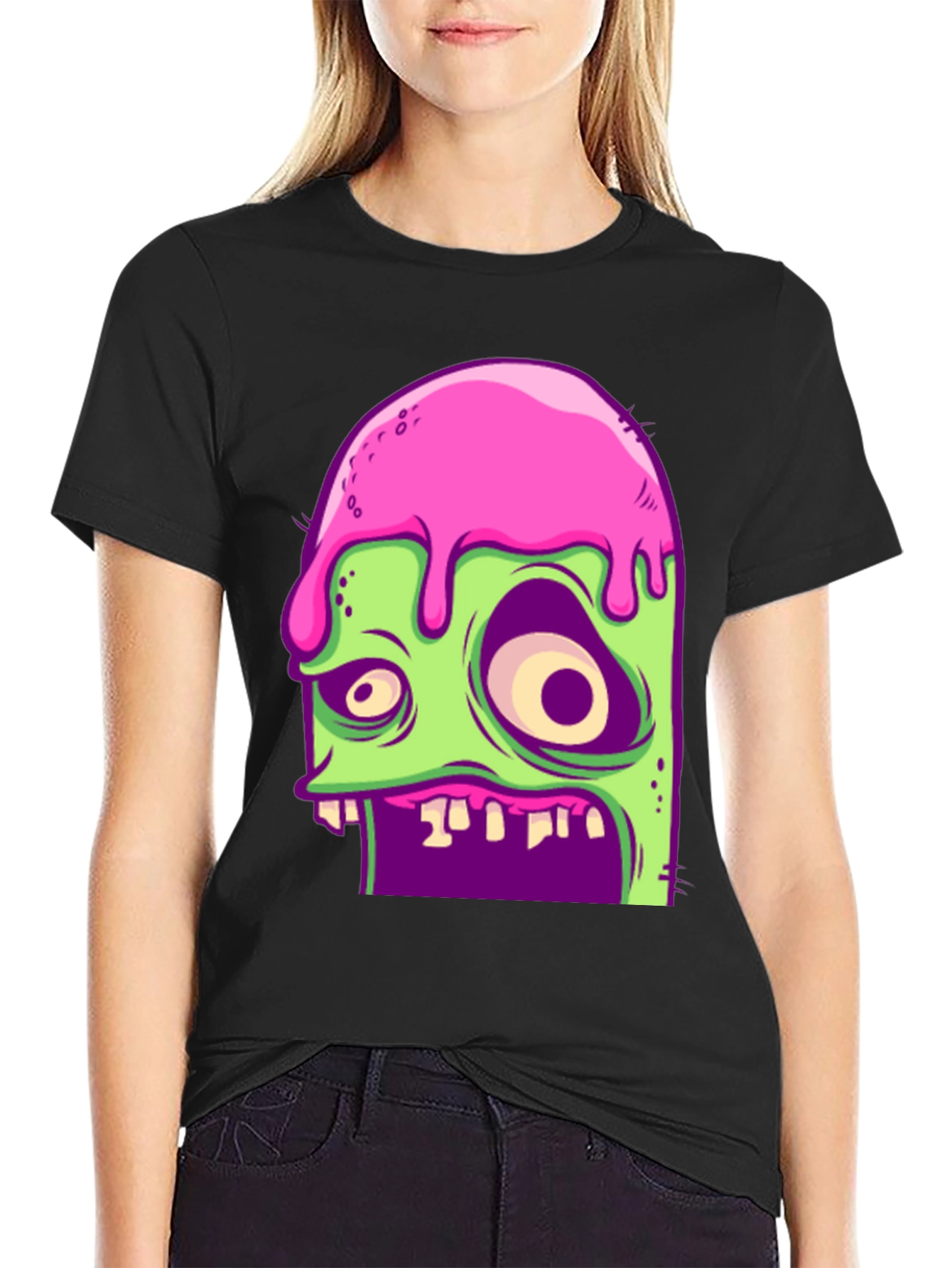 Black Zombie Melt T-Shirt - Unique Graphic Tee view 2