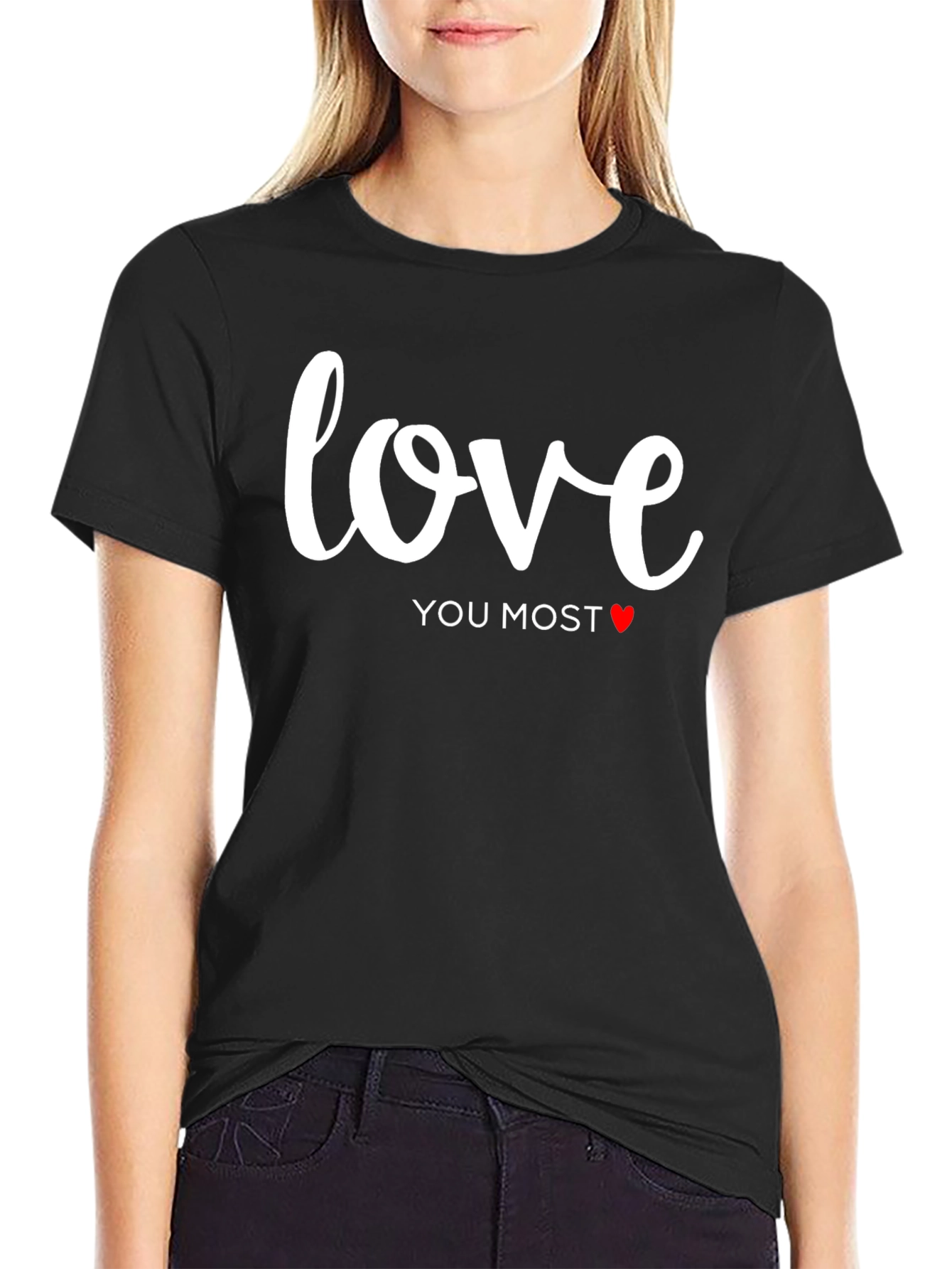 Black Love You Most Graphic Tee - Black view 2