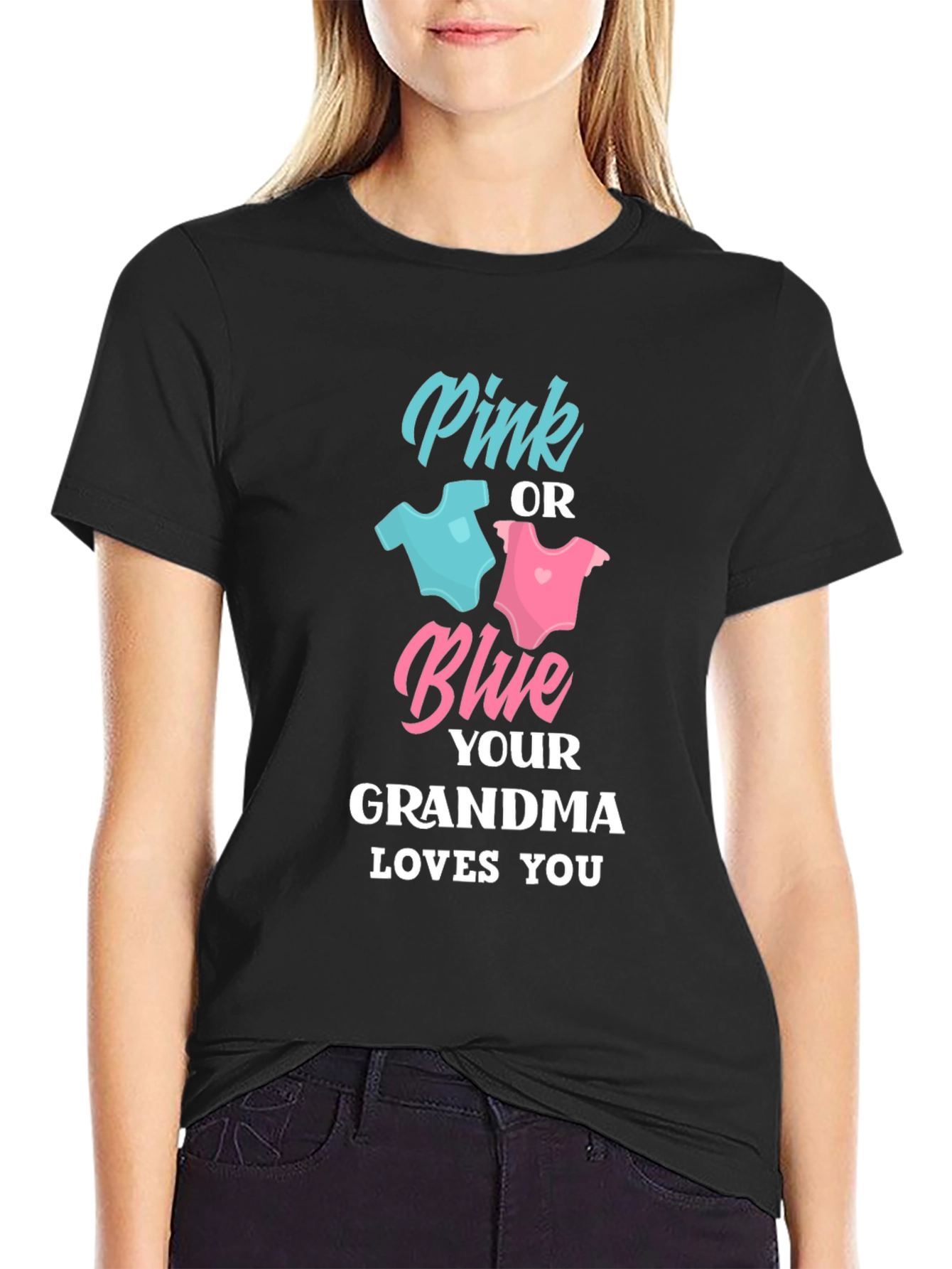Black Pink or Blue Grandma Loves You T-Shirt view 2